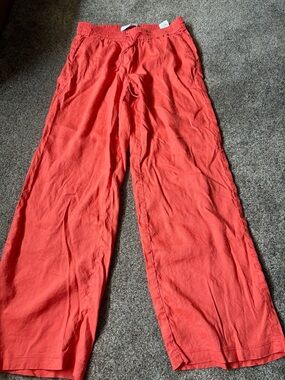 Liverpool Bright Coral Elastic Waist Drawstring Pants